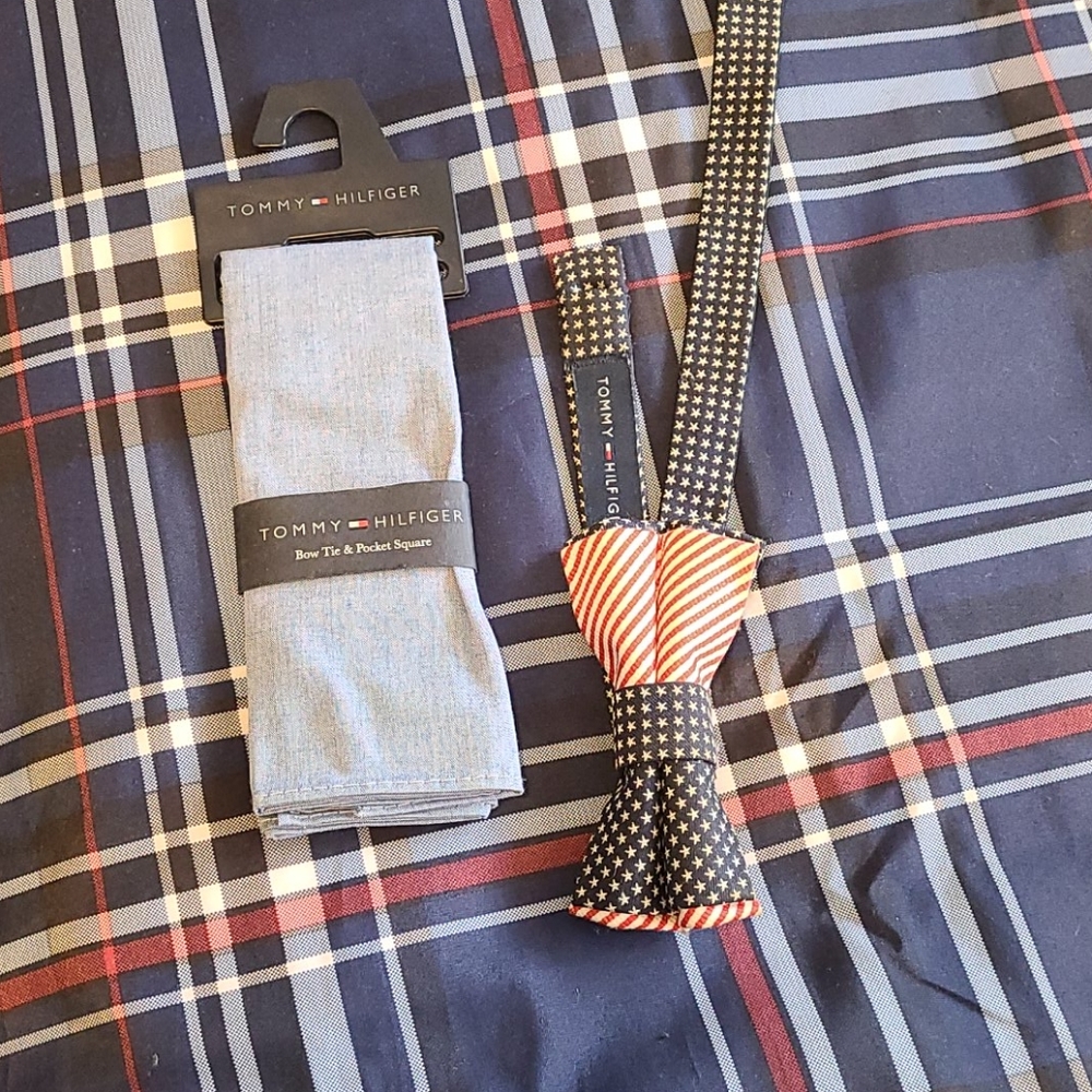 Tommy Hilfiger bow tie and pocket square